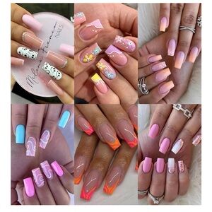 6 Packs (144 Pcs) Press on Nails Medium, Misssix Short Fake Nails